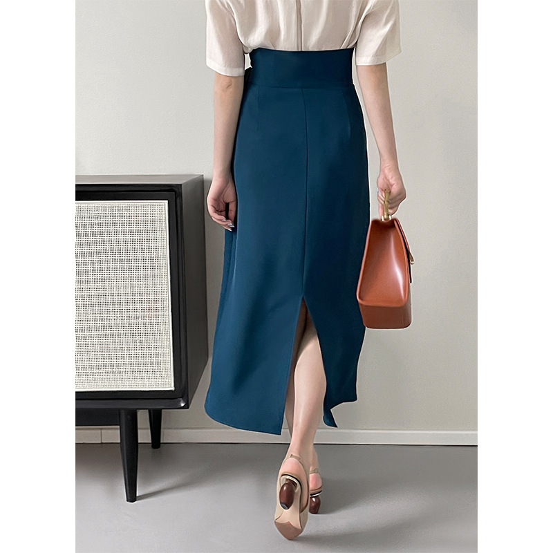 Tao Chuan Design sense strappy slimming high-waisted A-line skirt with A female drape solid color back slit body-hugging skirt 2116 Application Scenario