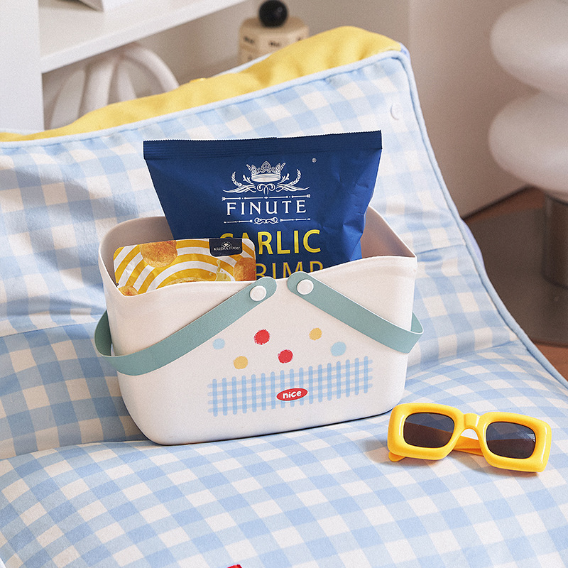 Cartoon hand-held bath basket, dormitory washing plastic storage basket, household storage basket, large-capacity bath basket Specification image