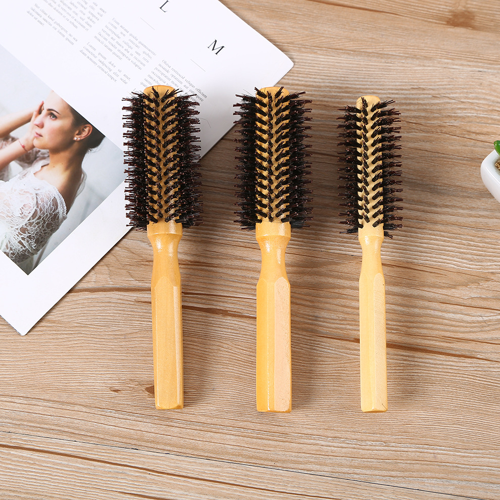 Medium beech hair comb hair comb wood anti-static household cylinder thumbnail
