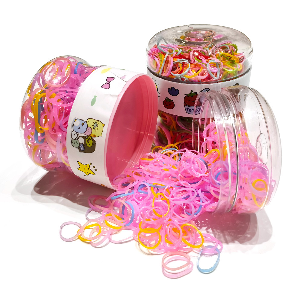 600条罐装皮筋圈儿童可爱彩色橡皮筋一次性强拉不断高弹力小发圈