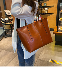 Leather women's bag 2023 new fashion cowhide big bag leisure all-match shopping bag