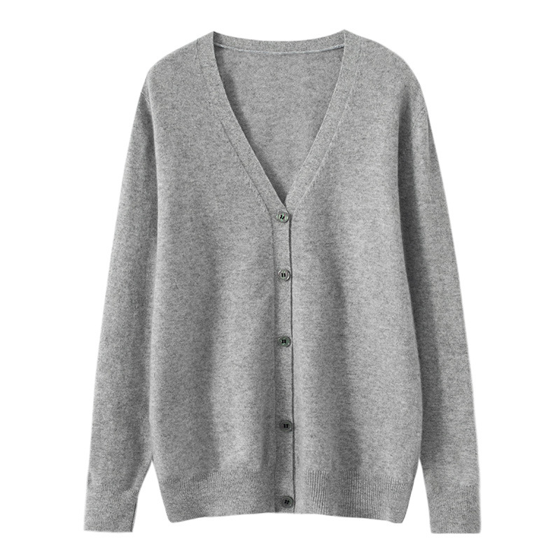 Autumn and winter pure wool knitted cardigan men's coat, V-neck loose business casual long-sleeved single-breasted cashmere sweater Application Scenario