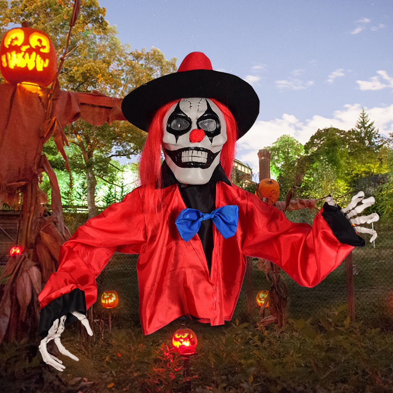 Longitudinal Hong cross border Halloween decoration inserted clown ghost light outdoor scene decoration photography props Specification drawing