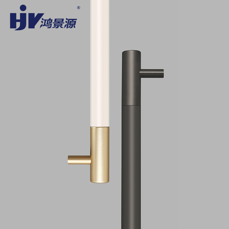 Black and white modern light luxury cabinet door handle, aluminum profile hardware furniture handle, drawer and cabinet double-hole long handle details Picture
