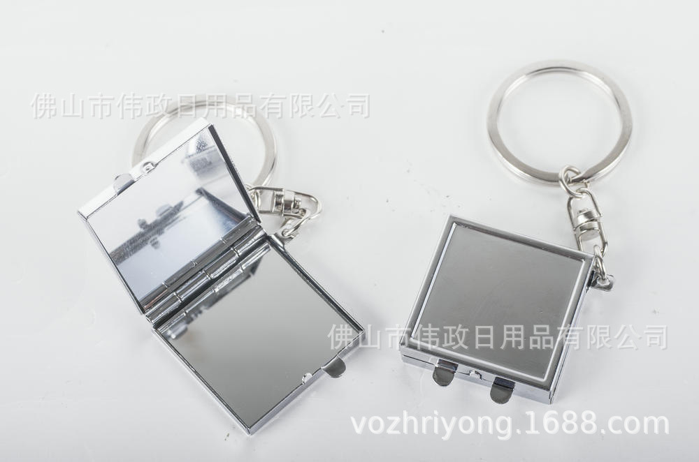 手持钥匙扣迷尔小镜子简约时尚可翻盖便捷式化妆镜 设计图案可加