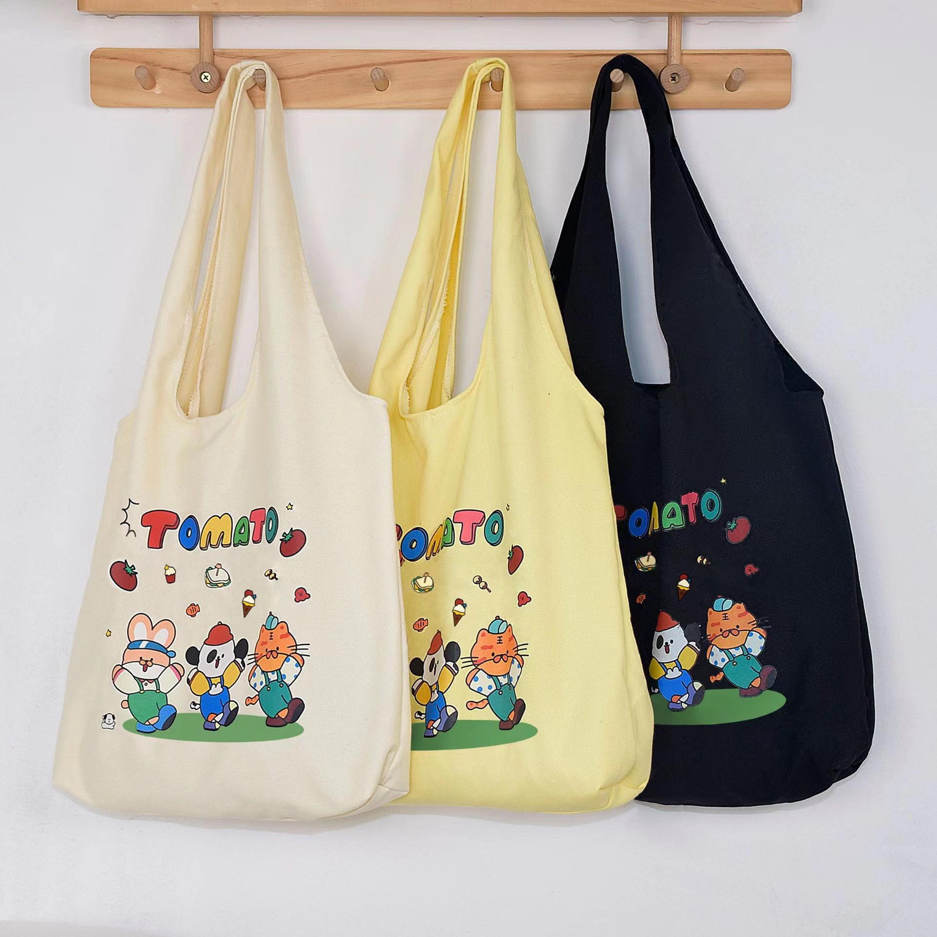 背心式帆布包女可爱单肩包学生ins风小众帆布袋大容量托特布包包