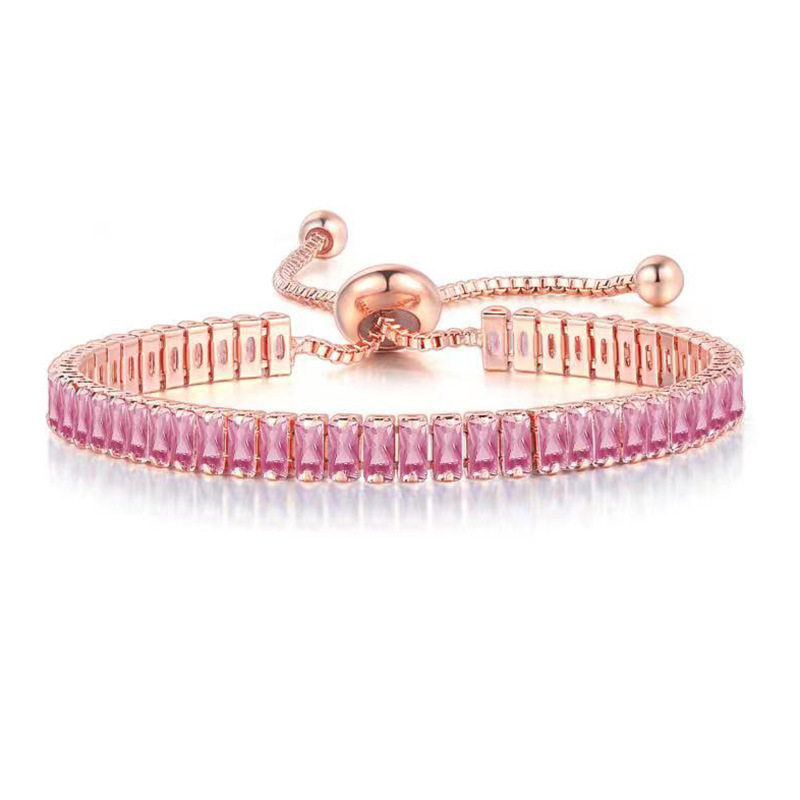 Kashi Jewelry: A popular rectangular zircon bracelet for women in Europe and America, a cross-border bestseller. Adjustable crystal birthstone jewelry Specification image