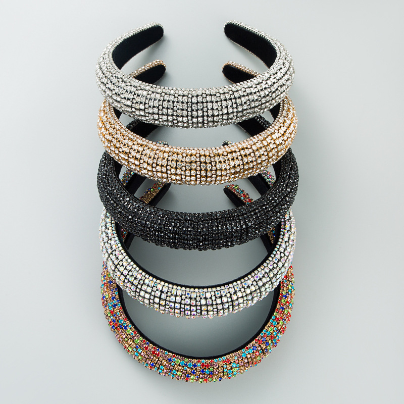 ZA's same style Amazon cross-border supply color diamond sponge headband for women, wide version, European and American Baroque party fashion show headband details Picture