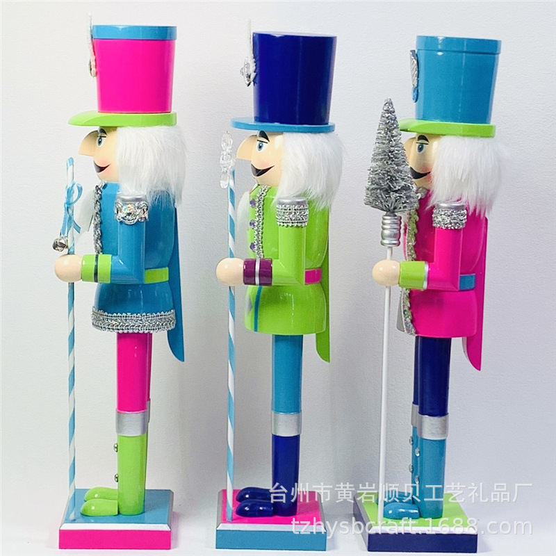 Shun Bei Sb58513 New 38Cm Color Wooden Christmas Nutcracker Soldier Puppet Decoration Soldier Item Picture