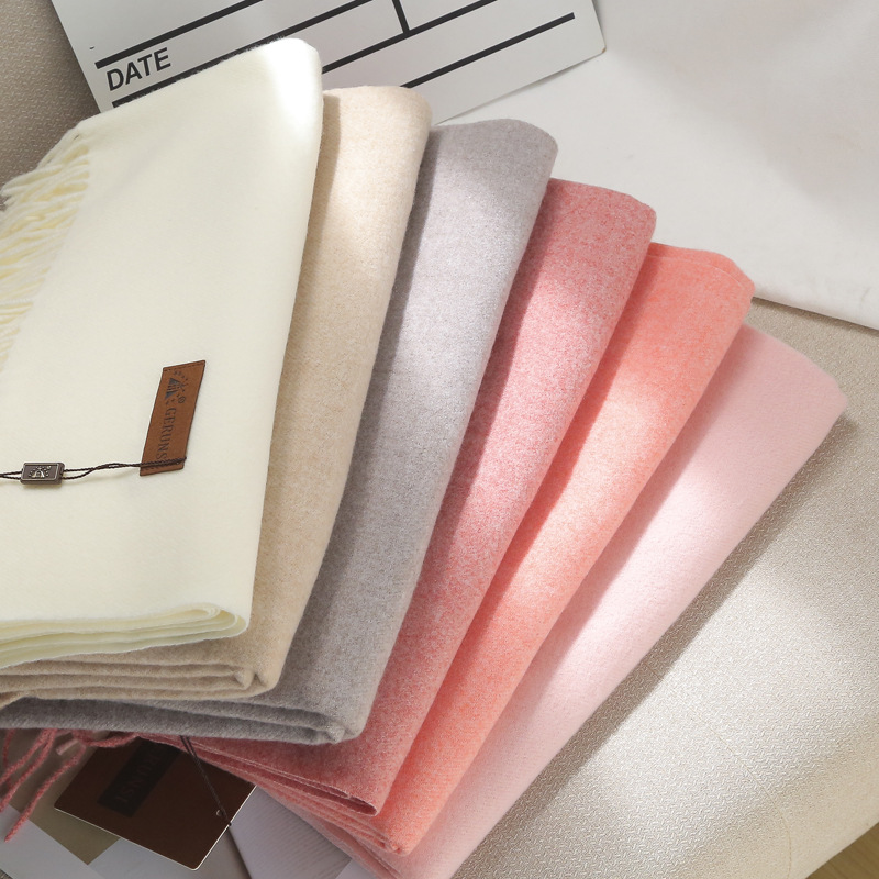300G Solid Color Imitation Cashmere Scarf Female 2022 New Korean Version Of All The Autumn And Winter Warm Thick Neck Wholesale Specification drawing