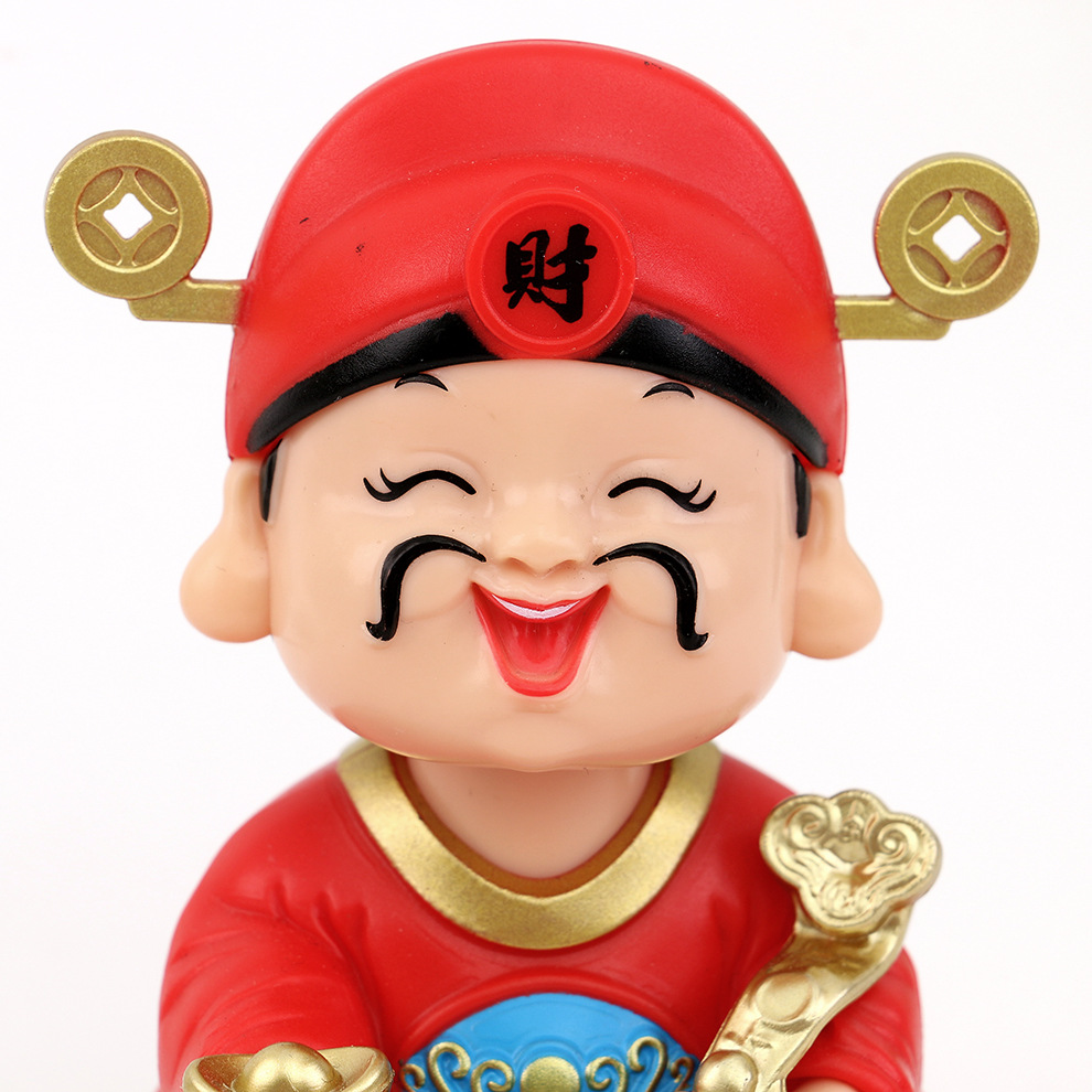 New solar-powered God of Wealth creative display, solar-powered nodding God of Wealth car display, office and store display Application Scenario