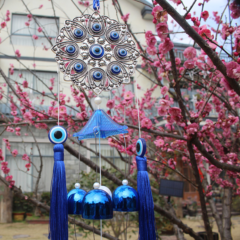 Dreamcatcher Blue Eyes Metal Bells Wind Chimes Hanging Ornaments European And American Devil's Eyes Door Ornaments Garden Decoration Cross-Border details Picture
