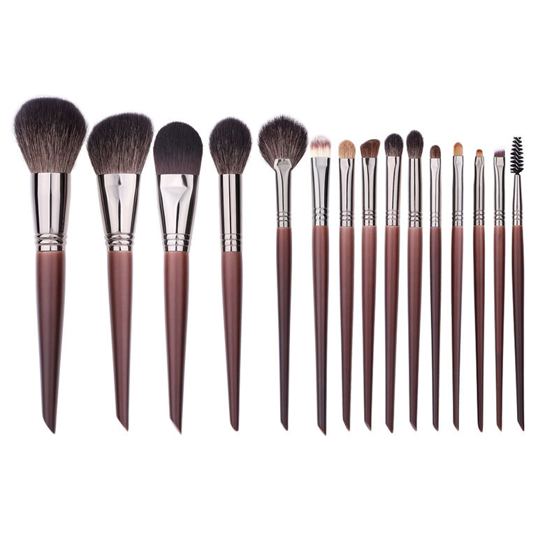 15-piece makeup brush set, full set of animal hair, professional makeup artist's exclusive high-grade real hair, Cangzhou eyeshadow set brushes details Picture