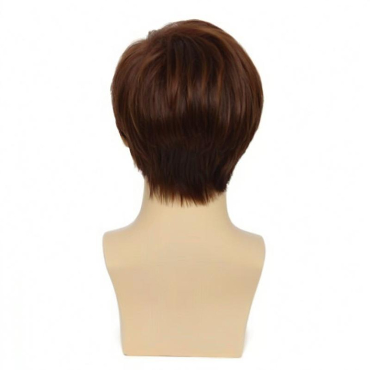 New type of foreign trade men's wig, brown side-swept bangs, fluffy business style, high-temperature silk head cover manufacturer, in stock and wholesale Specification image