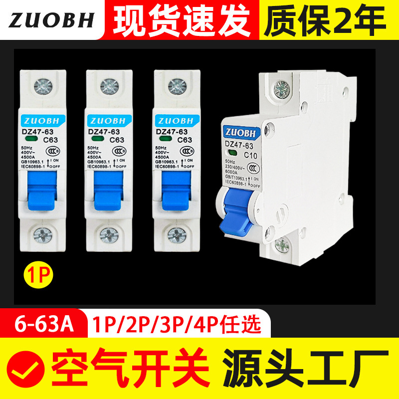Export air switch miniature circuit breaker C45 DZ47-63-1P 32A micro circuit breaker 63A air switch cross-border stock