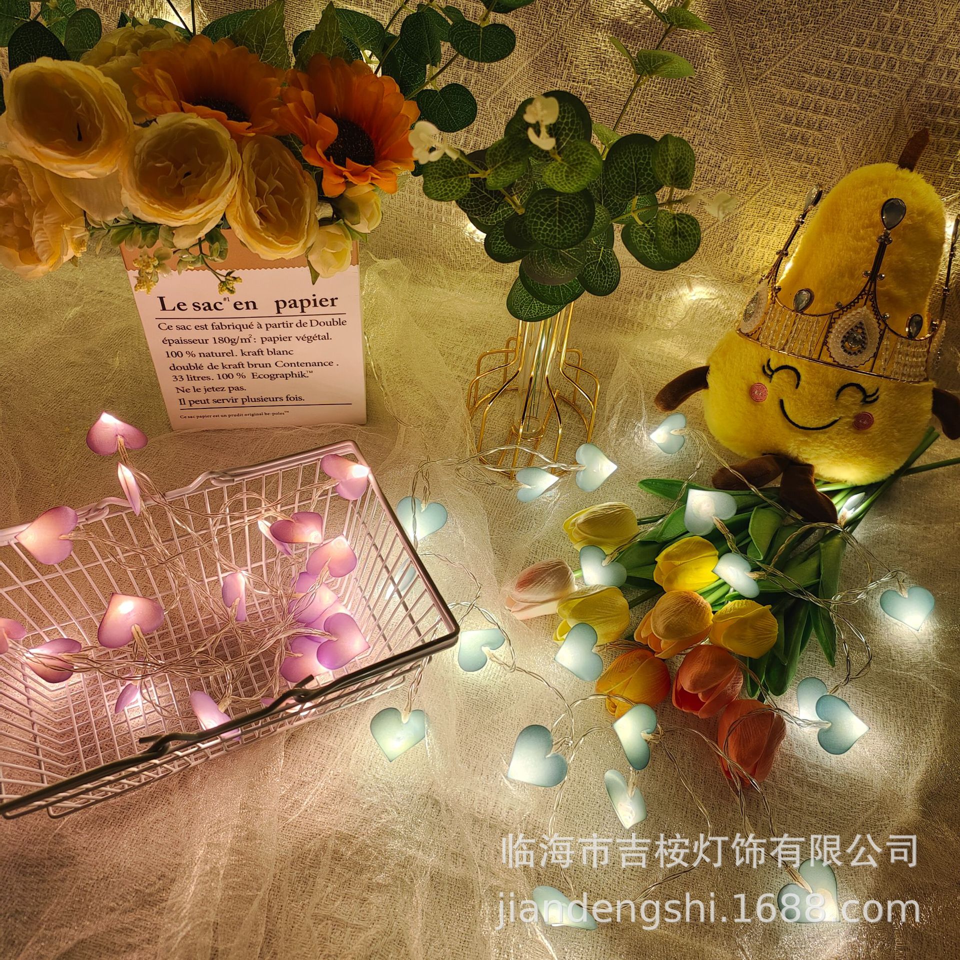 led布艺爱心彩灯串情人节心型浪漫表白求婚网红ins少女房间装饰灯