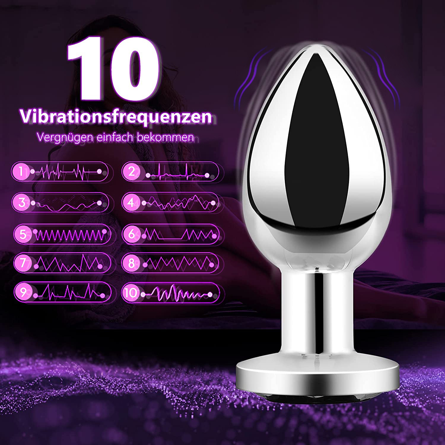 Remote-controlled metal anal plug magnetic charging sex toy, male and female masturbation sexual intercourse product full figure