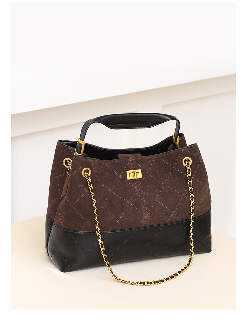 跨境水桶包新款时尚菱格女士手提包大容量通勤托特包高级感单肩包详情24