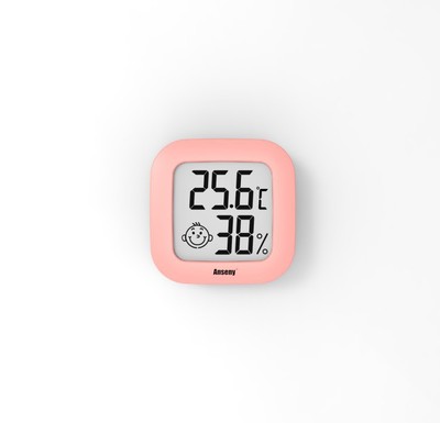 Mini thermometer and hygrometer with smiling face and double-sided tape Application Scenario