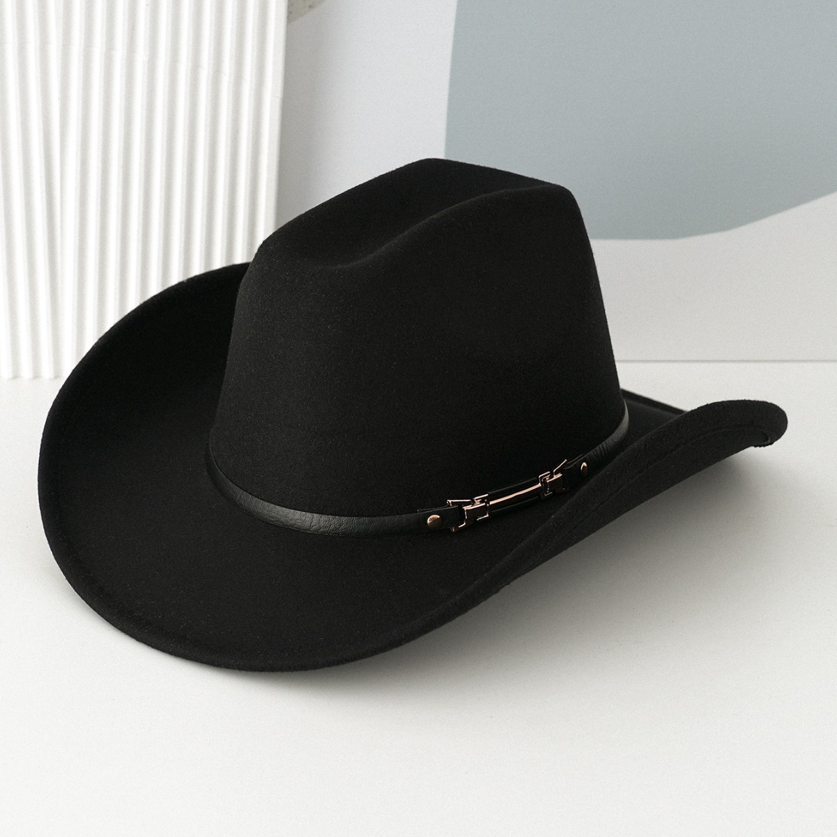 Hot-selling Western cowboy hat, women's top hat, personalized leather belt, metal rivets, square buckle, theme party