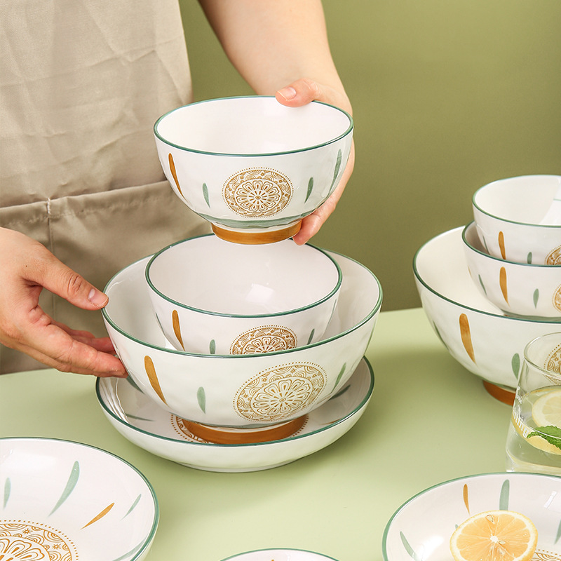 新款日式家用碗碟套装陶瓷餐具网红创意组合ins风餐盘组合批发详情图1