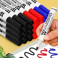 华杰厂家批发水性可擦白板笔红蓝黑大容量记号笔唛头笔速干黑板笔
