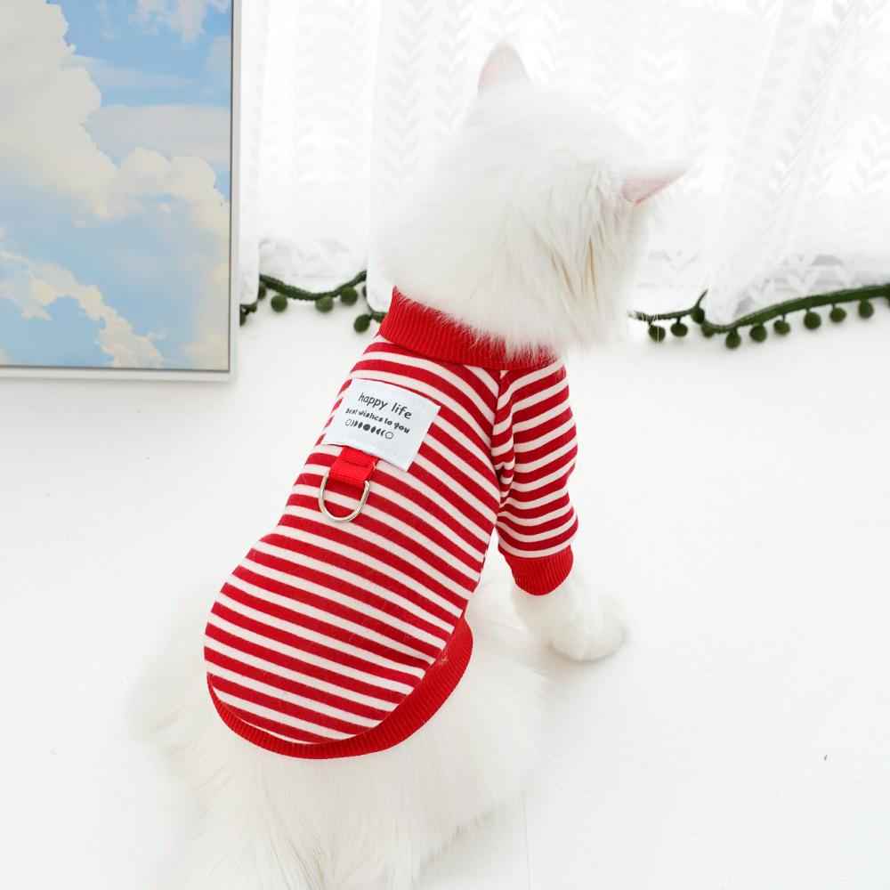Pet autumn and winter warm striped sweatshirts, Teddy bichon Frise dog and cat clothes, small and medium-sized dog manufacturer wholesale supplies Application Scenario