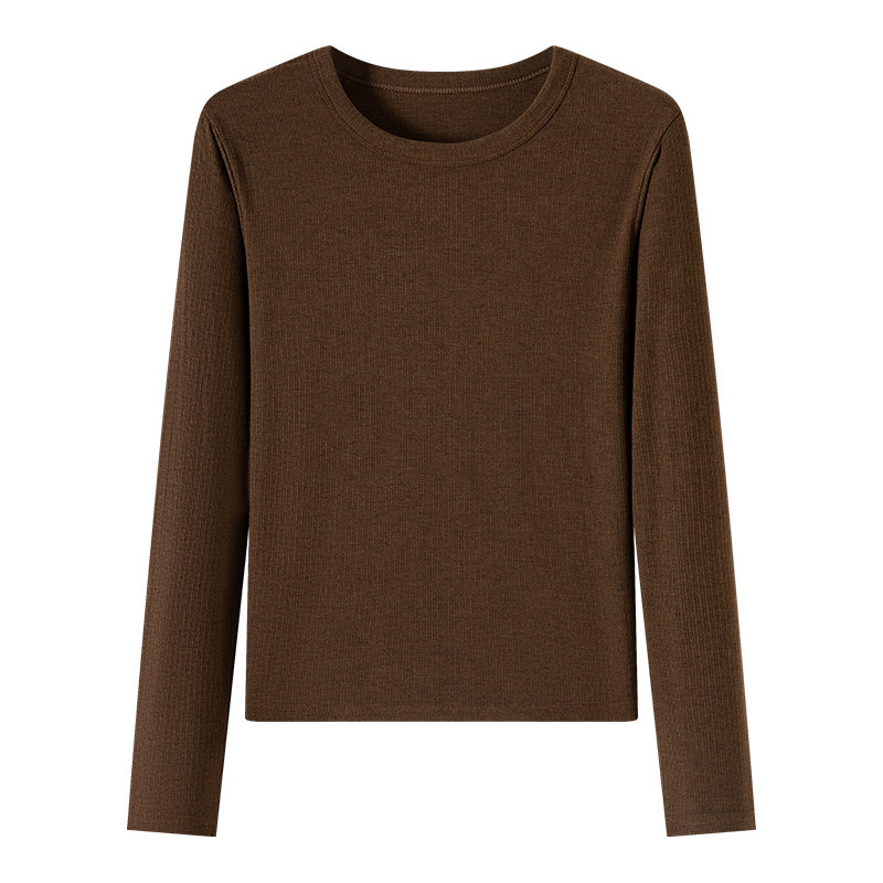 K1208螺纹正肩圆领打底衫女秋冬长袖内搭T恤修身显瘦百搭针织上衣详情图5