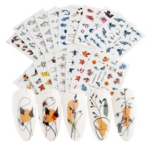 Nail decals cross-border source hot watermarking decals 16 sets Autumn Maple leaf flower nail decals mixed batch