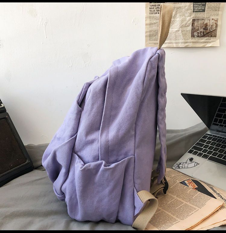 小众帆布书包女新款大容量大学生简约初中复古背包双肩包旅行原宿详情18