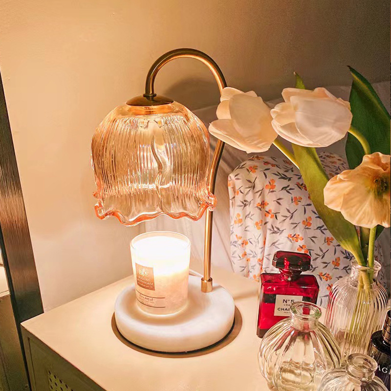 led scented wax lamp, marble timed dimming table lamp, bedroom retro bedside lamp, European-style scented night light Specification image