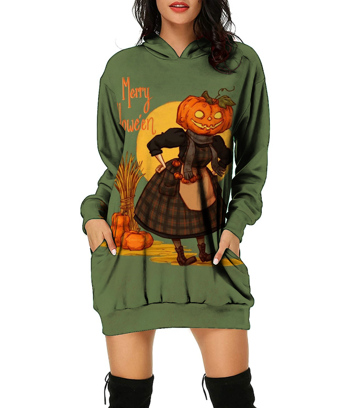 2023 New cross-border European and American autumn and winter hoodie, Halloween 3D printed loose top, long-sleeved hooded pullover hoodie Specification image