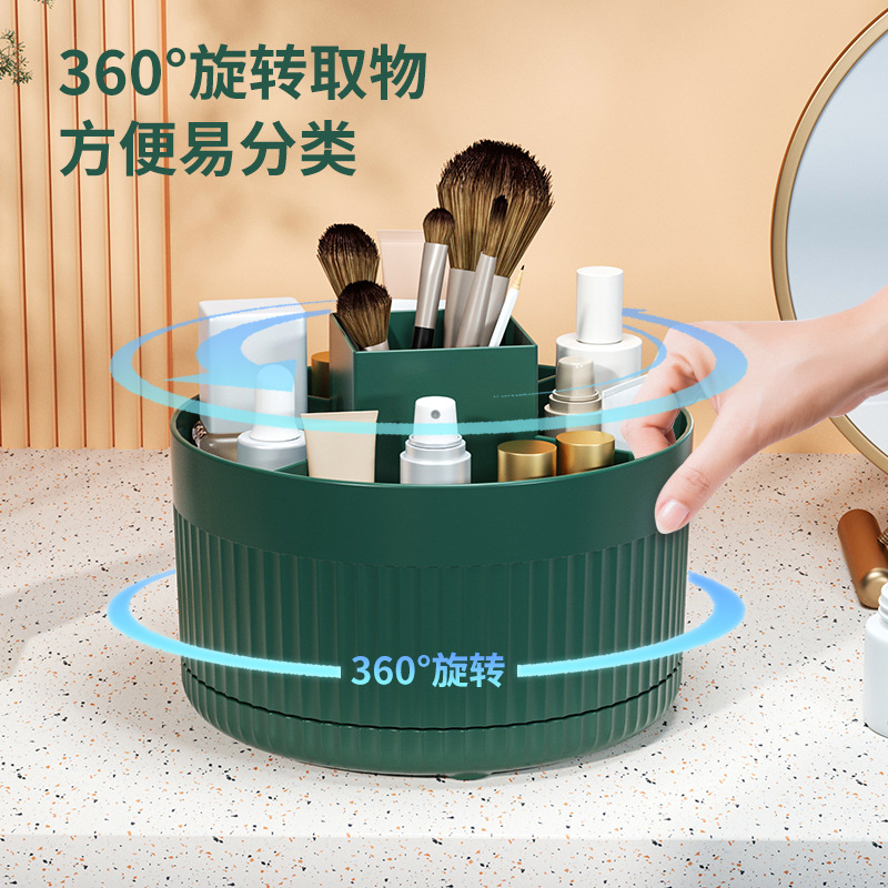 Desktop dressing table, eyeshadow brush, lipstick box, pen holder, desktop rotating makeup brush storage cylinder, cosmetics shelf Application Scenario