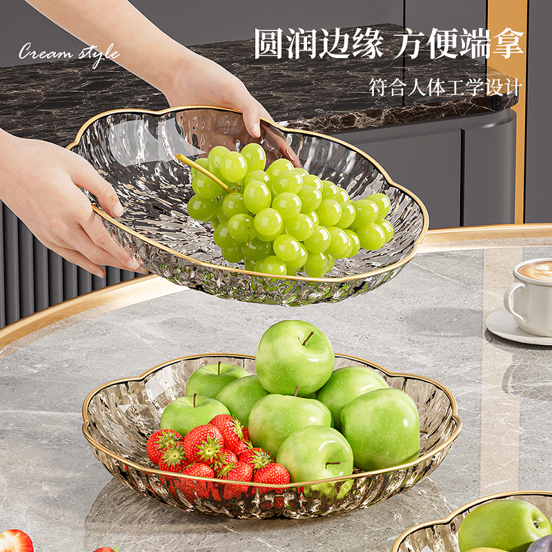 Fruit plate with a light luxury and high-end feel, fruit plate with a high appearance level in the living room, bone plate, dried fruit, snack, candy storage plate, fruit plate Application Scenario