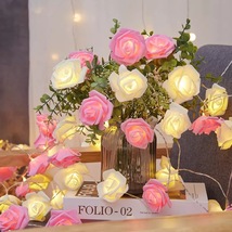 LED仿真玫瑰花小彩灯串情人节婚庆浪漫求婚氛围表白装饰布置灯串