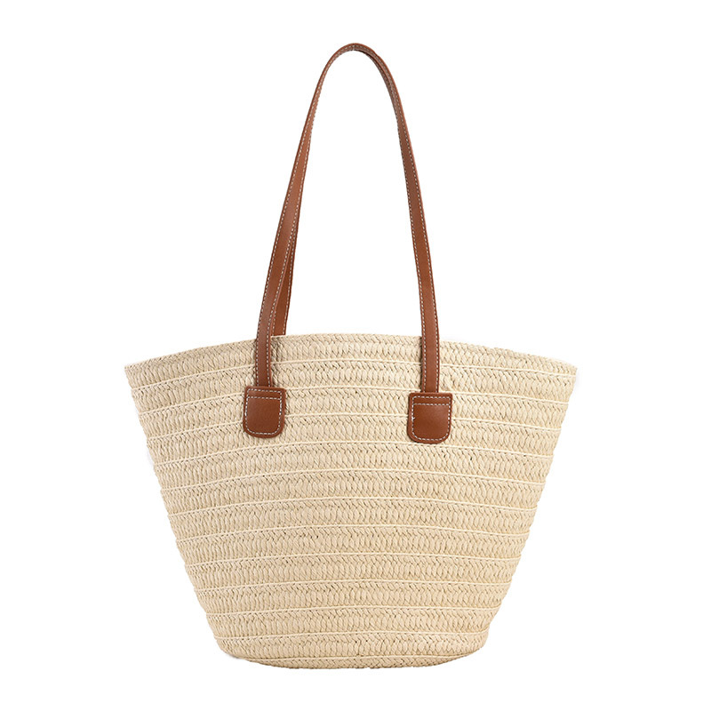 Large Capacity Grass Woven Bag 2023 Summer New Bucket Bag Female Beach Bag Fashion Shoulder Underarm Tote Bag Item Picture