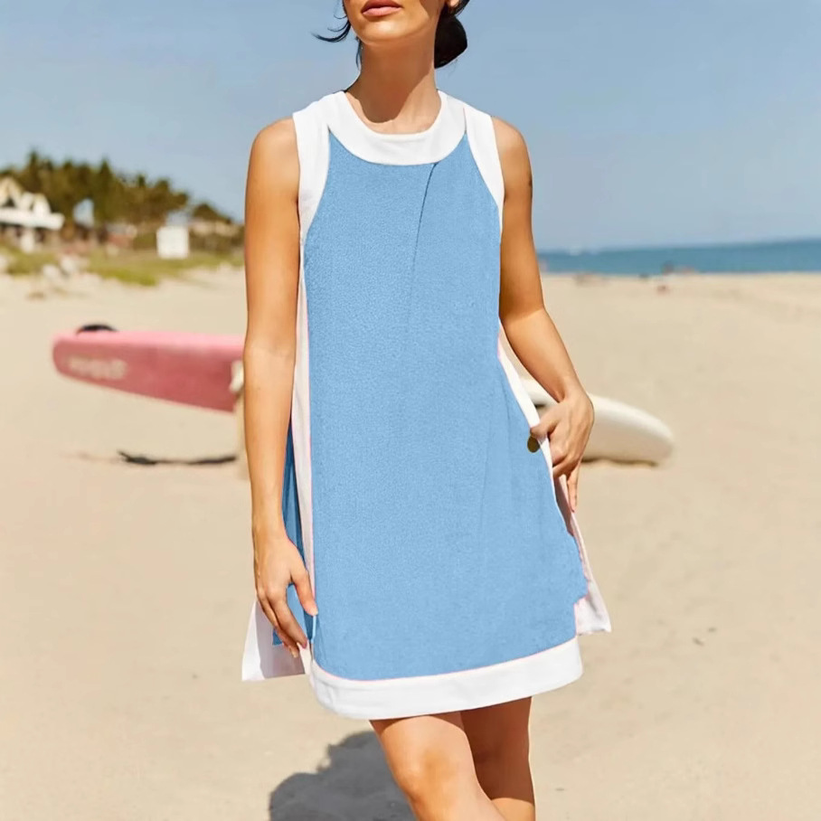 The Amazon independent store's summer new hot-selling women's casual two-color round-neck sleeveless top paired with shorts set Specification drawing