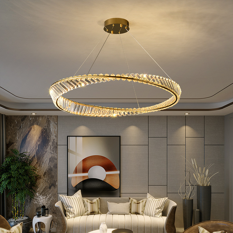 Italian light luxury crystal lamp big living room main chandelier designer circular bedroom dining room post-modern simple lamps Specification drawing