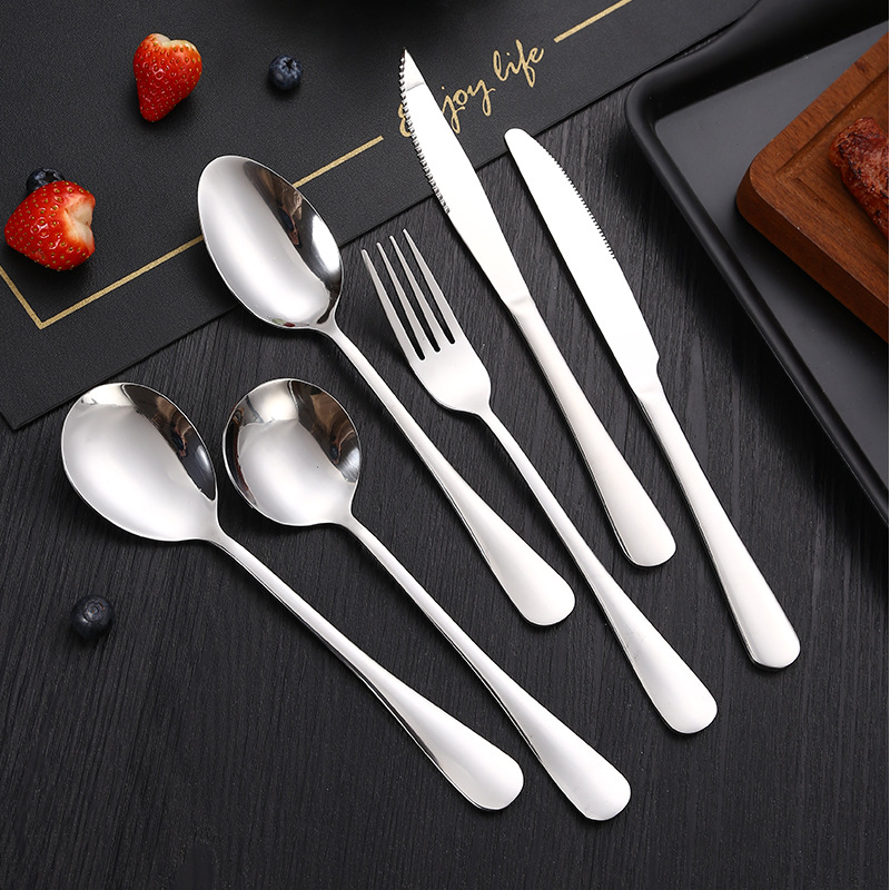 Stainless Steel Tableware 1010 Series Knife Fork Spoon Set Western Steak Knife Fork Spoon Hotel Knife Coffee Stirring Spoon details Picture
