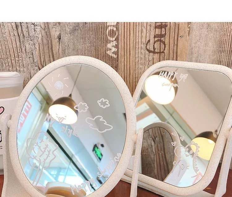 镜子ins风网红镜子台式化妆镜旋转桌面家用宿舍大号学生梳妆镜欧详情7