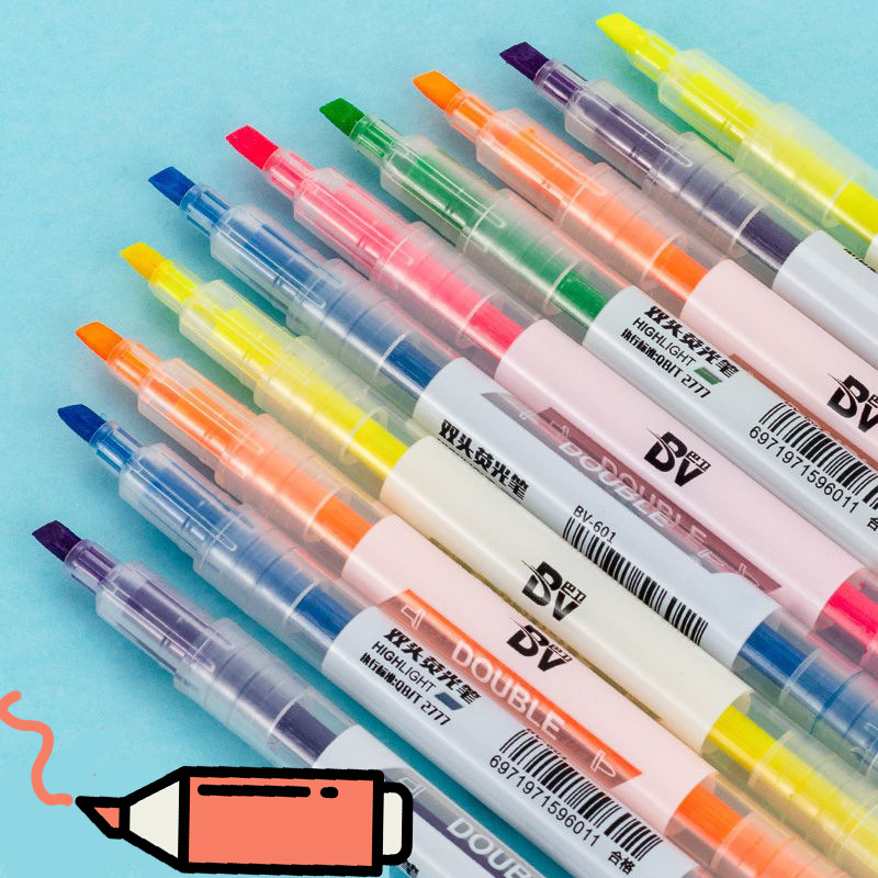 Wholesale of large capacity 6-piece sets of thick and thin double-headed fluorescent pen planner pens, colored candy highlight pens and marker pens