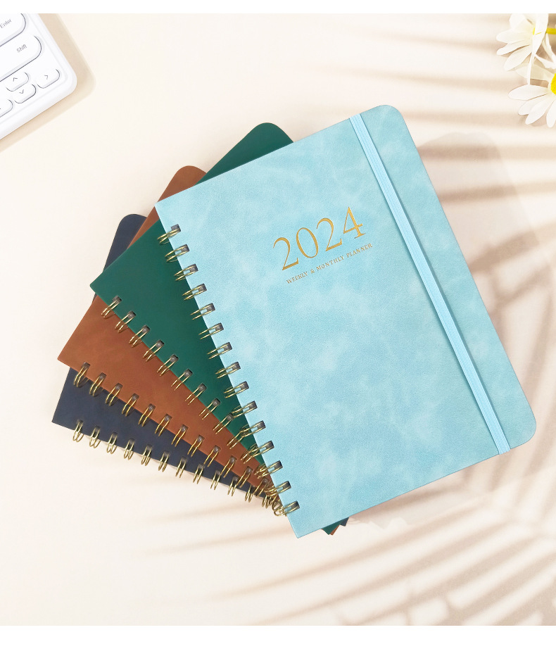 Amazon Weekly Planner Full English Calendar A5pu Notepad Notebook 2024 Coil Diary Application Scenario