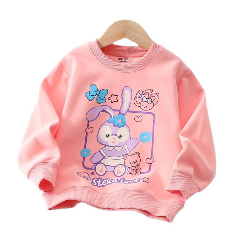 Wholesale of 2022 autumn children's clothing, girls' cartoon rabbit full-print round-neck shirts, Korean-style casual pullovers and sweatshirts for big kids Item Picture