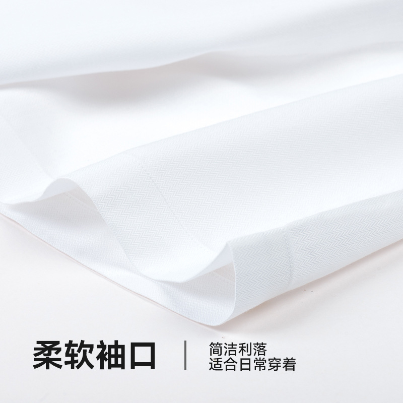 Summer high-end men's white shirt, short-sleeved pure cotton business men's wear, 80-count double-ply all-cotton ready-to-wear, no-iron shirt for men Specification image