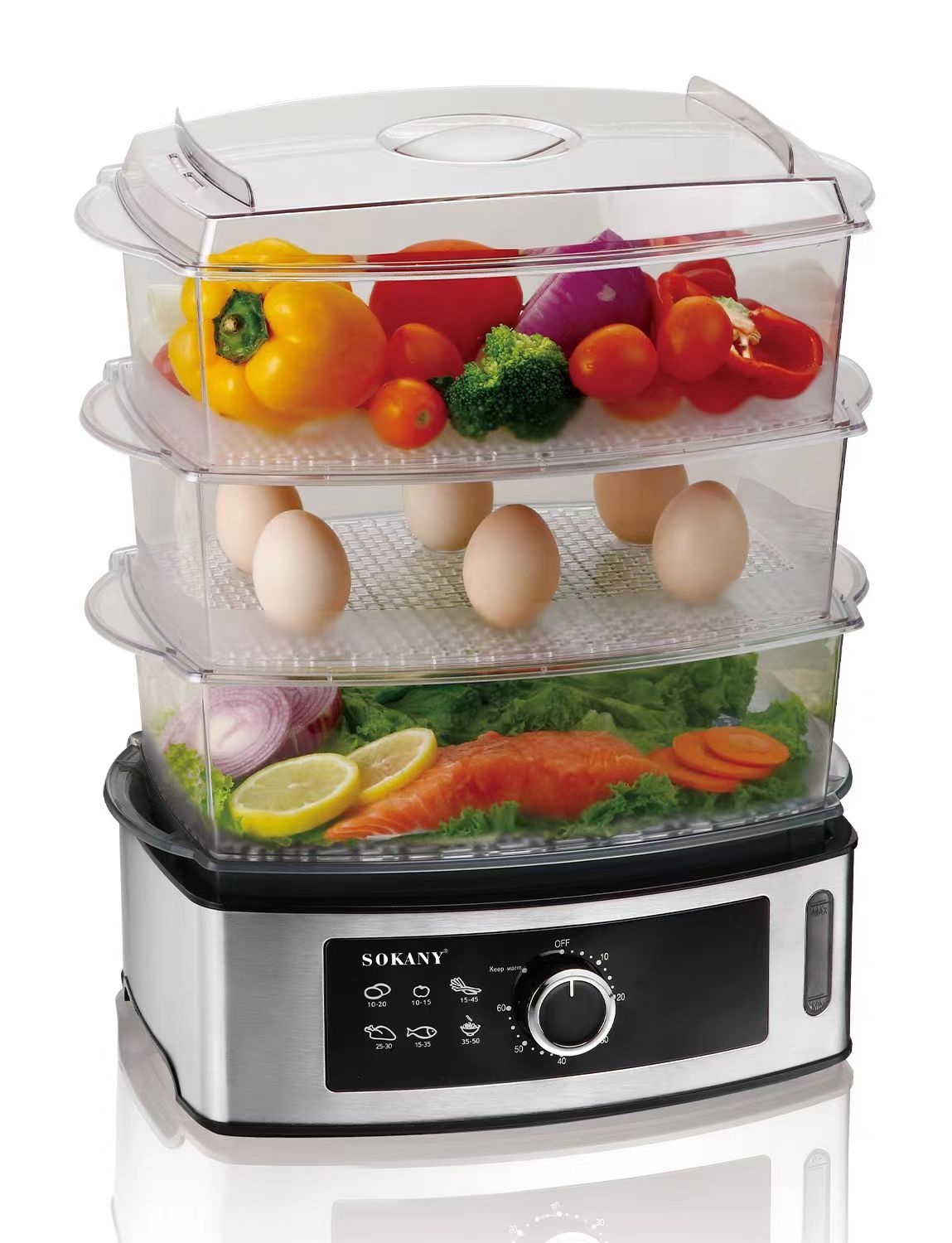 Cross-border Sokany2101 household three-layer steamer multi-functional 14.1L capacity electric steamer for complementary food nutrition Specification image