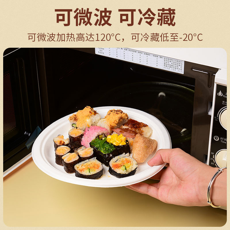 一次性纸盘纸碗甘蔗浆可降解烧烤生日蛋糕盘骨蝶餐碗圆盘绘画盘子详情图4