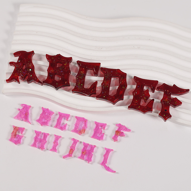 diy Gothic irregular-shaped English 26-letter full plate silicone mold for scented incense pendant keychain Application Scenario