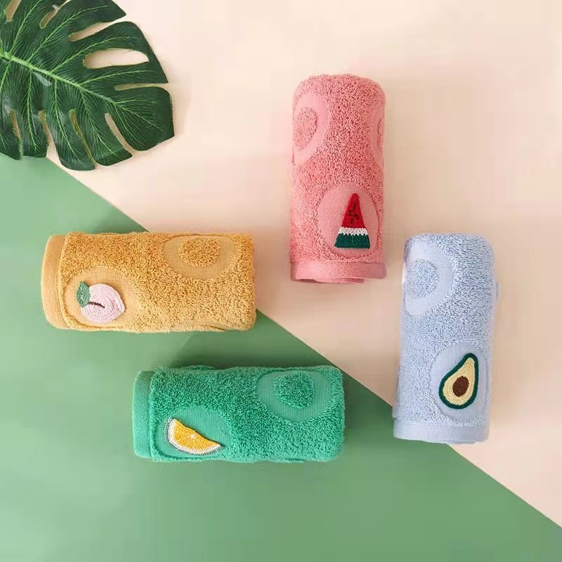 Forsweet Cotton Towel Stick Cloth Jacquard Lovely Fruit Absorbent Soft Bright Gift Home Student Face Towel New Application Scenario