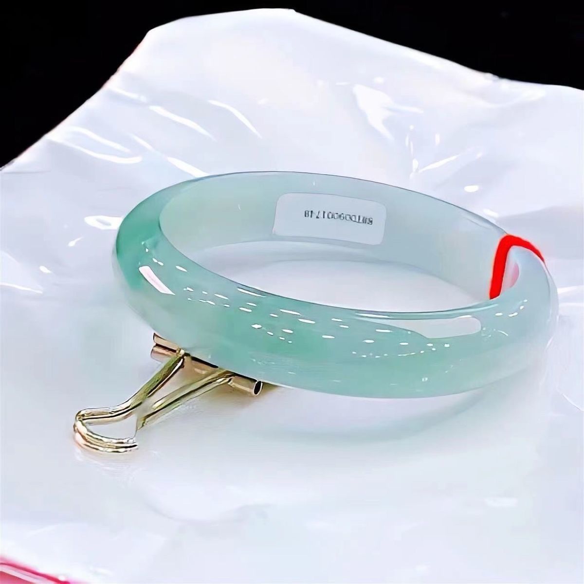 [With Certificate] Myanmar Jade Bracelet Old Pit Ice Waxy Kind Of Ring Blue Water Light Green Jade Bracelet Birthday Gift Specification drawing