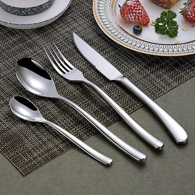 High-Grade Spot French Moonlight Knife, Fork And Spoon Stainless Steel Western Tableware Soup Spoon Dessert Fork A Piece Of Hair
